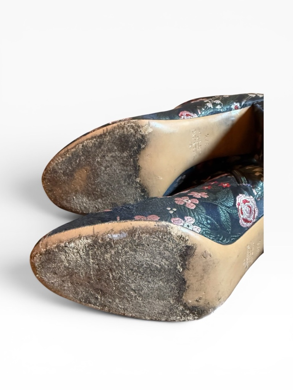 Valentino Garavani Floral Print Block Heel Ankle Boots Black EU 37.5 US 7.5 - Picture 10 of 15